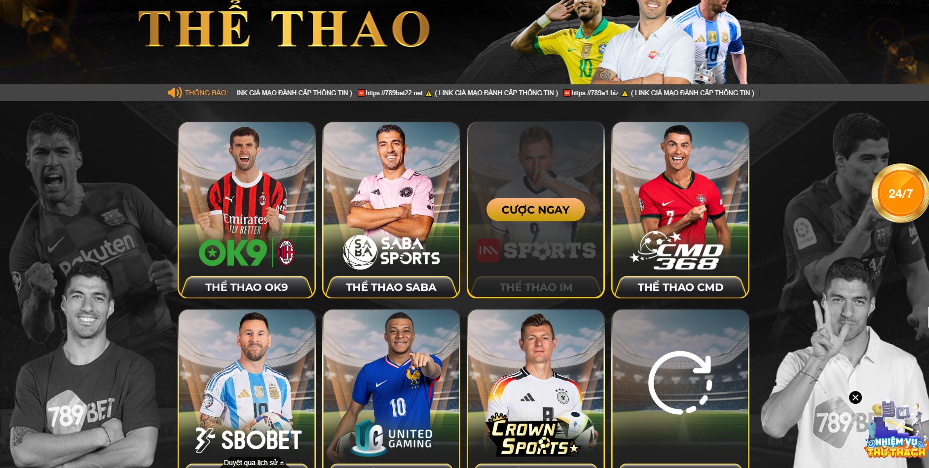 Các sảnh cược thể thao 789bet khác