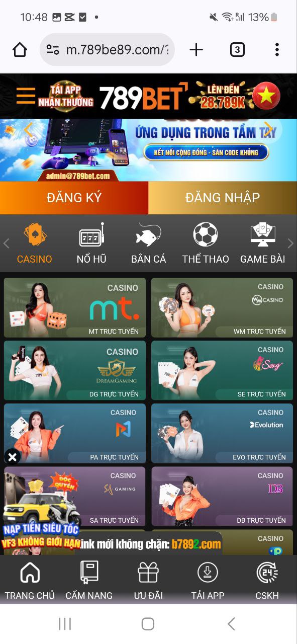 Sảnh casino 789bet trên điện thoại