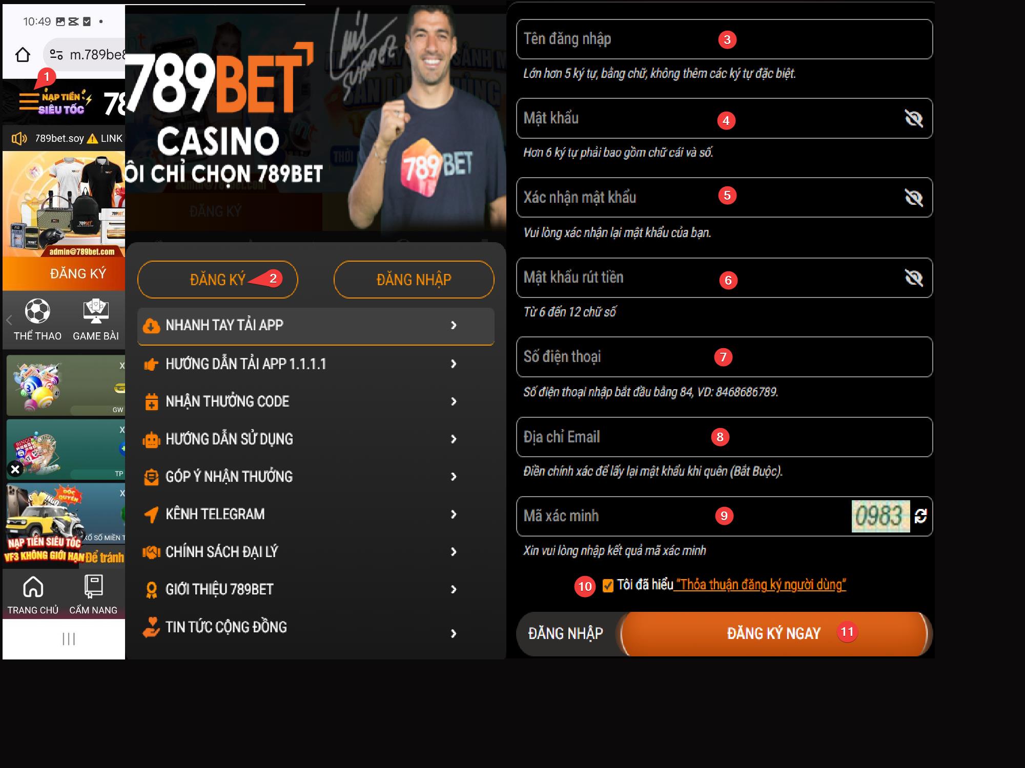 Đăng ký tài khoản 789bet trên điện thoại di động