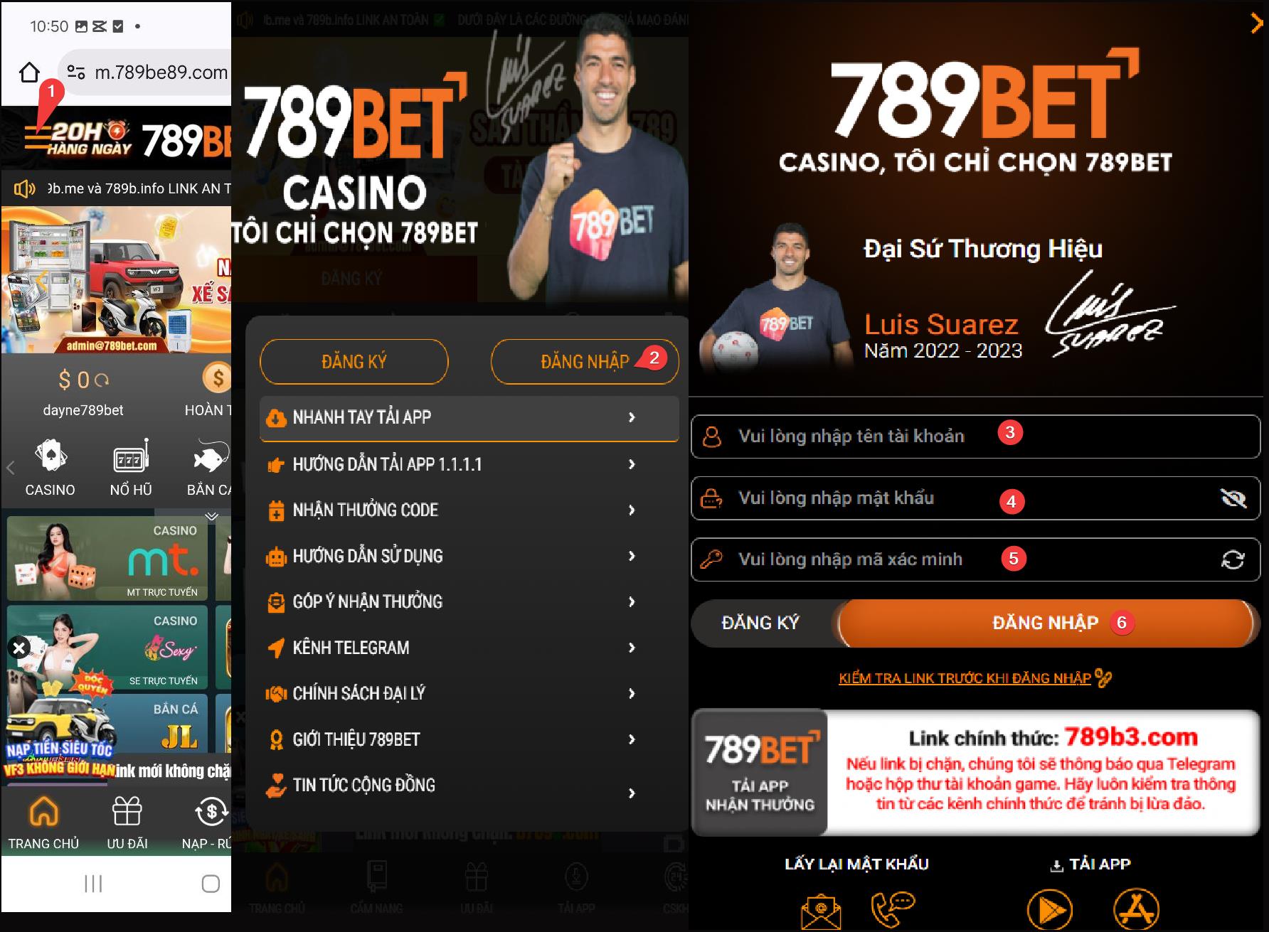 Giao diện đăng nhập 789bet trên điện thoại