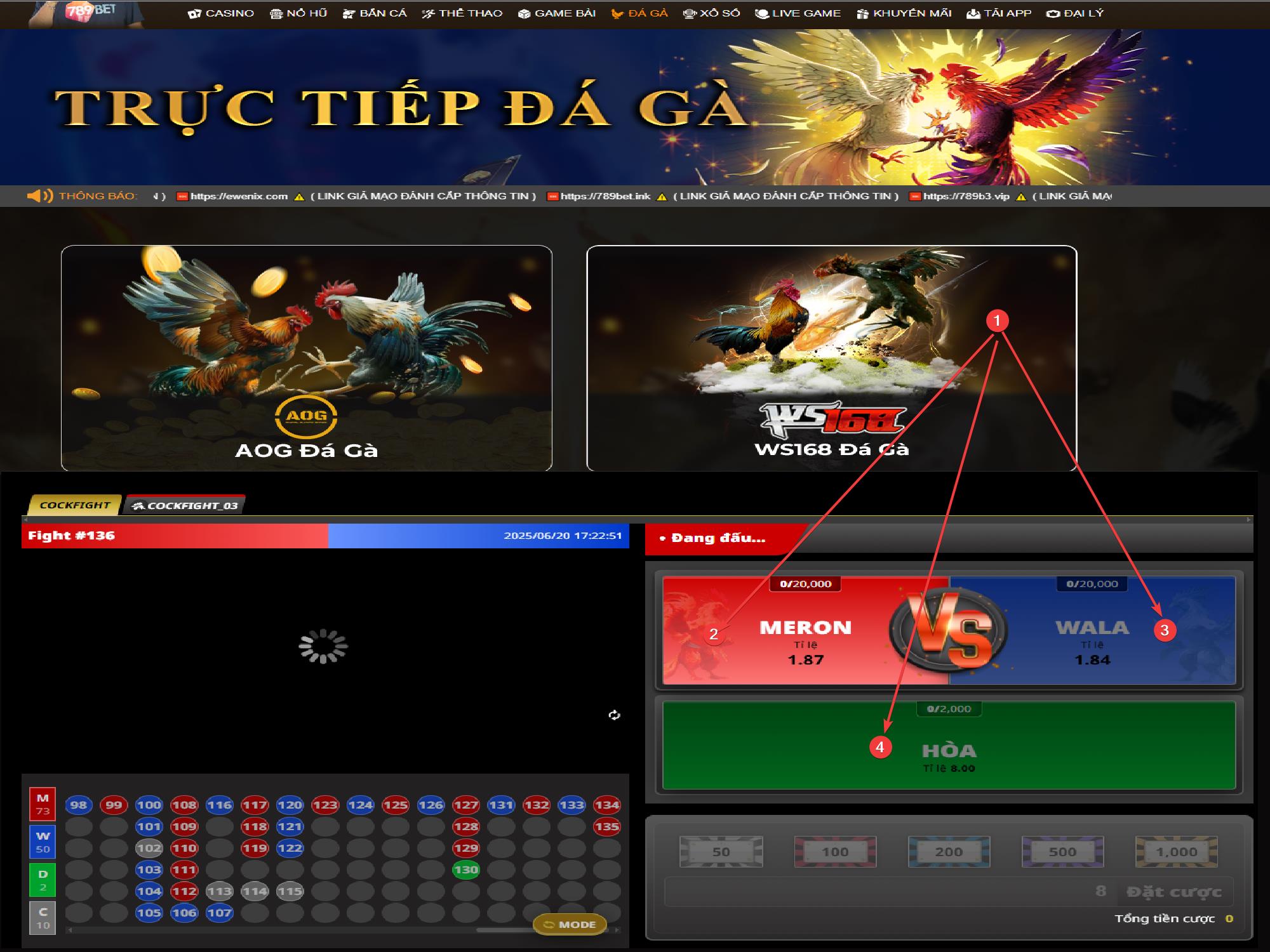 Hướng dẫn chơi đá gà tại sảnh WS168 trên 789bet
