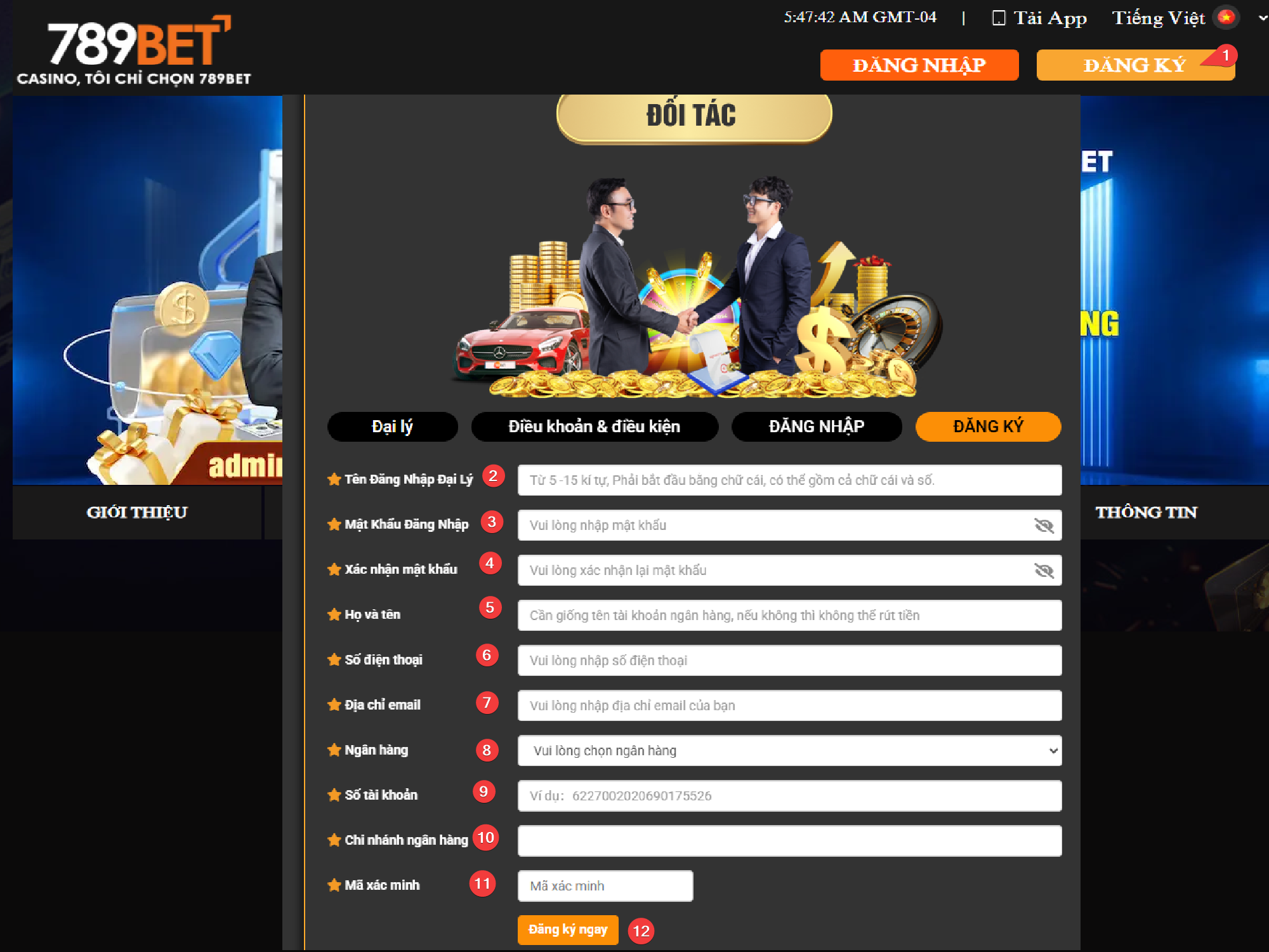 Hướng dẫn đăng ký đại lý 789bet