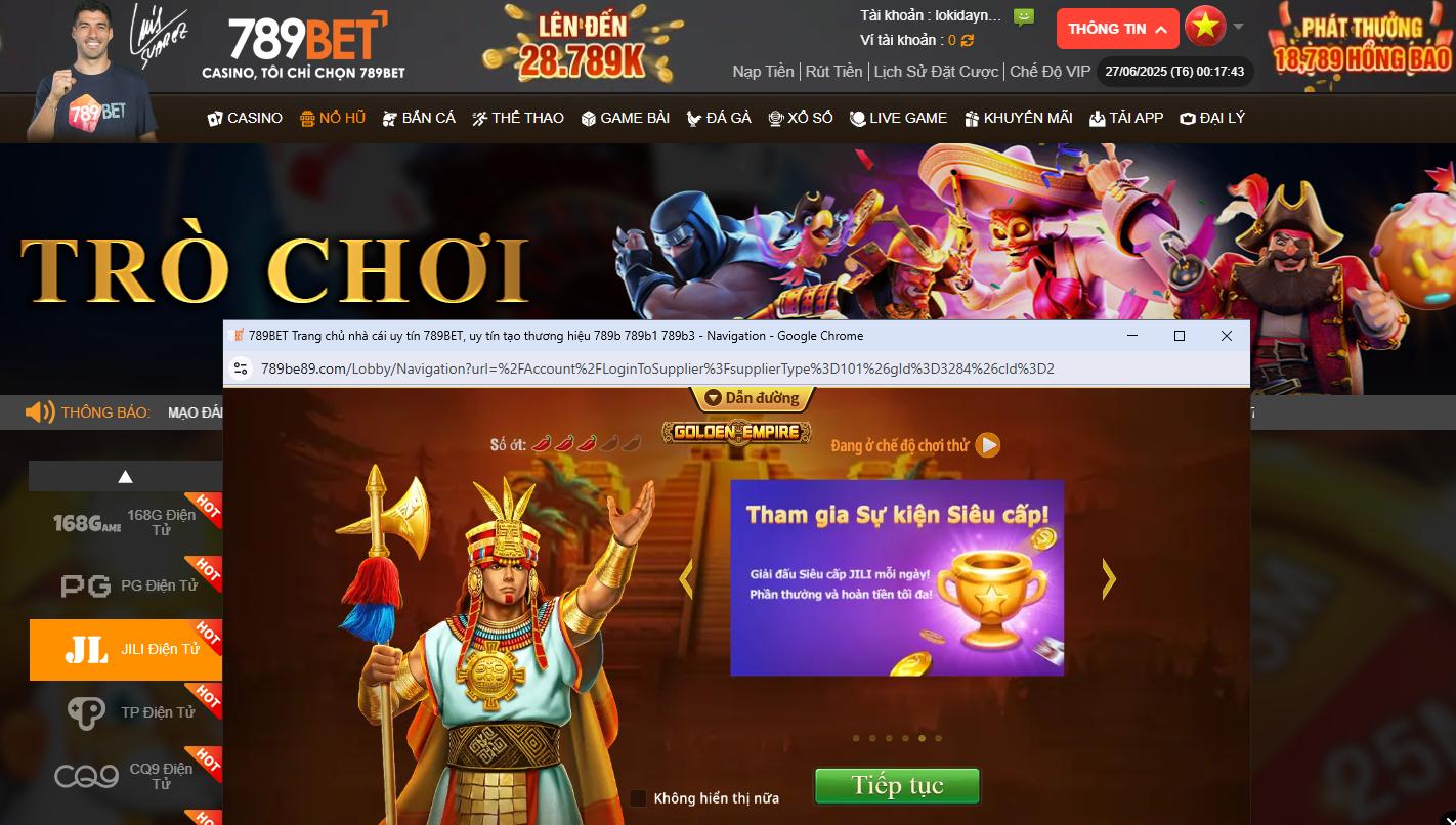 Giao diện sảnh nổ hũ 789bet