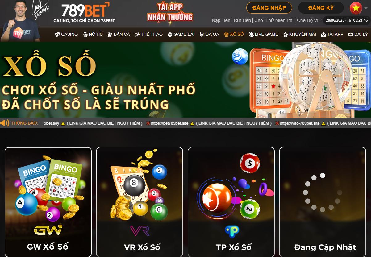 Xổ số tại nhà cái 789bet.